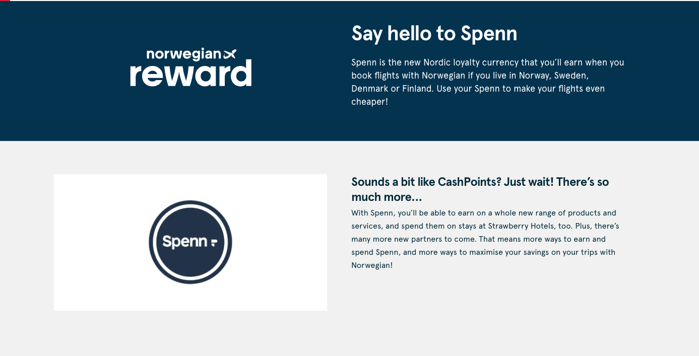 Norwegian lanserar ny lojalitetsvaluta vid namn Spenn